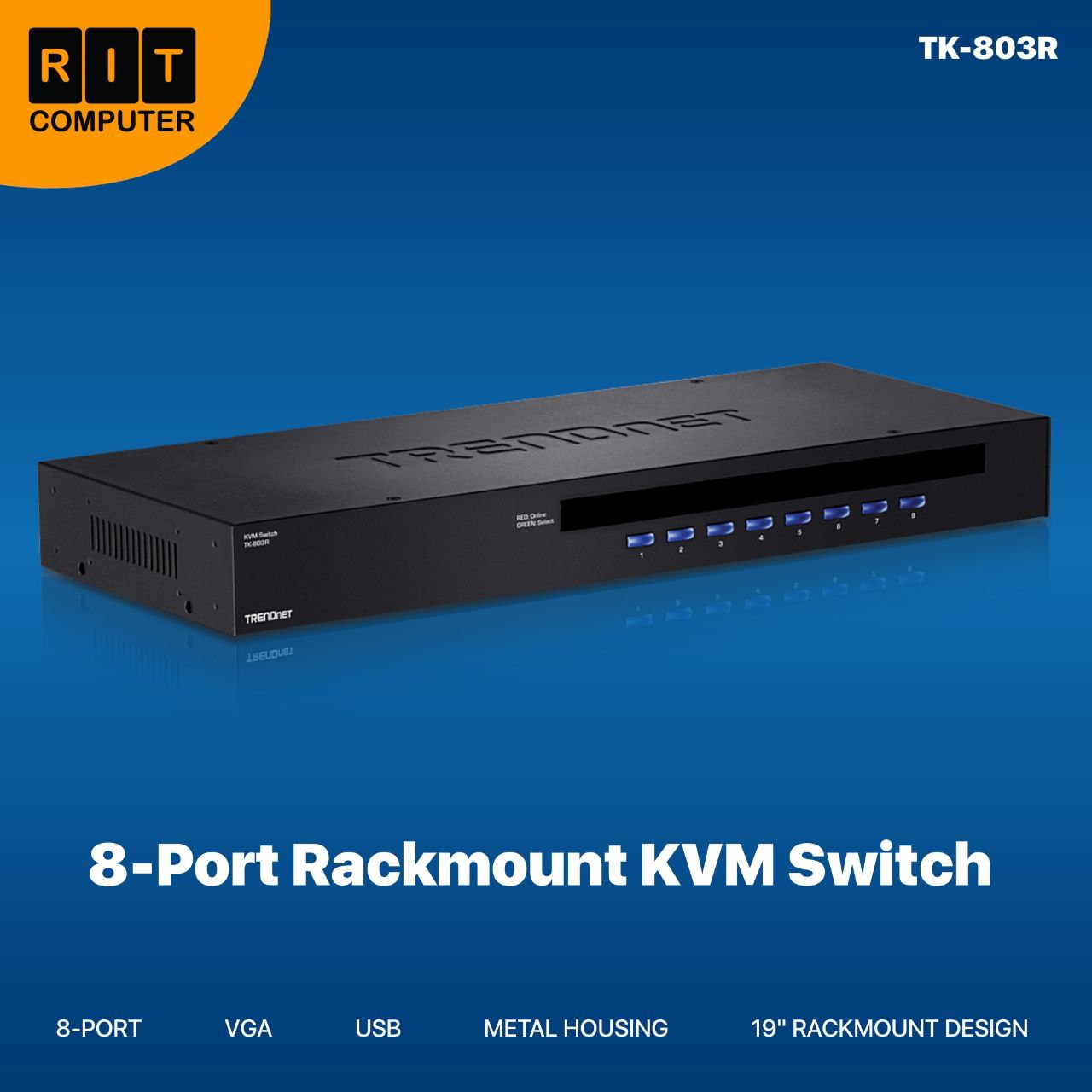 8-Port Rack Mount KVM Switch - TRENDnet TK-803R