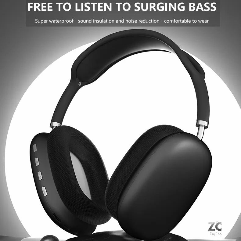 P9 Wireless Bluetooth Headphones, HiFi Stereo Over Ear Headset with  Microphone Sports Noise Cancelling Earphones for Travel/Home/Office (Black)