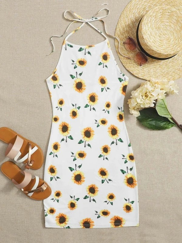 bodycon sunflower dress