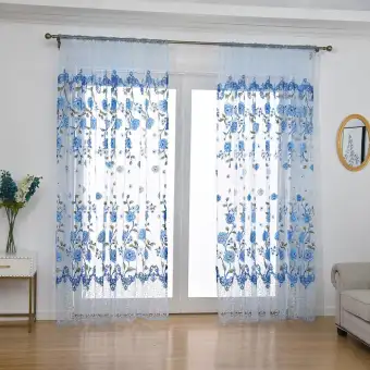 Leaves Sheer Curtain Tulle Window Treatment Voile Drape Valance 1