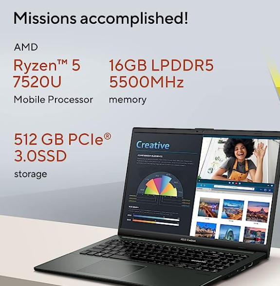 ASUS VivoBook Laptop AMD Ryzen 7730U 1080p Windows 11