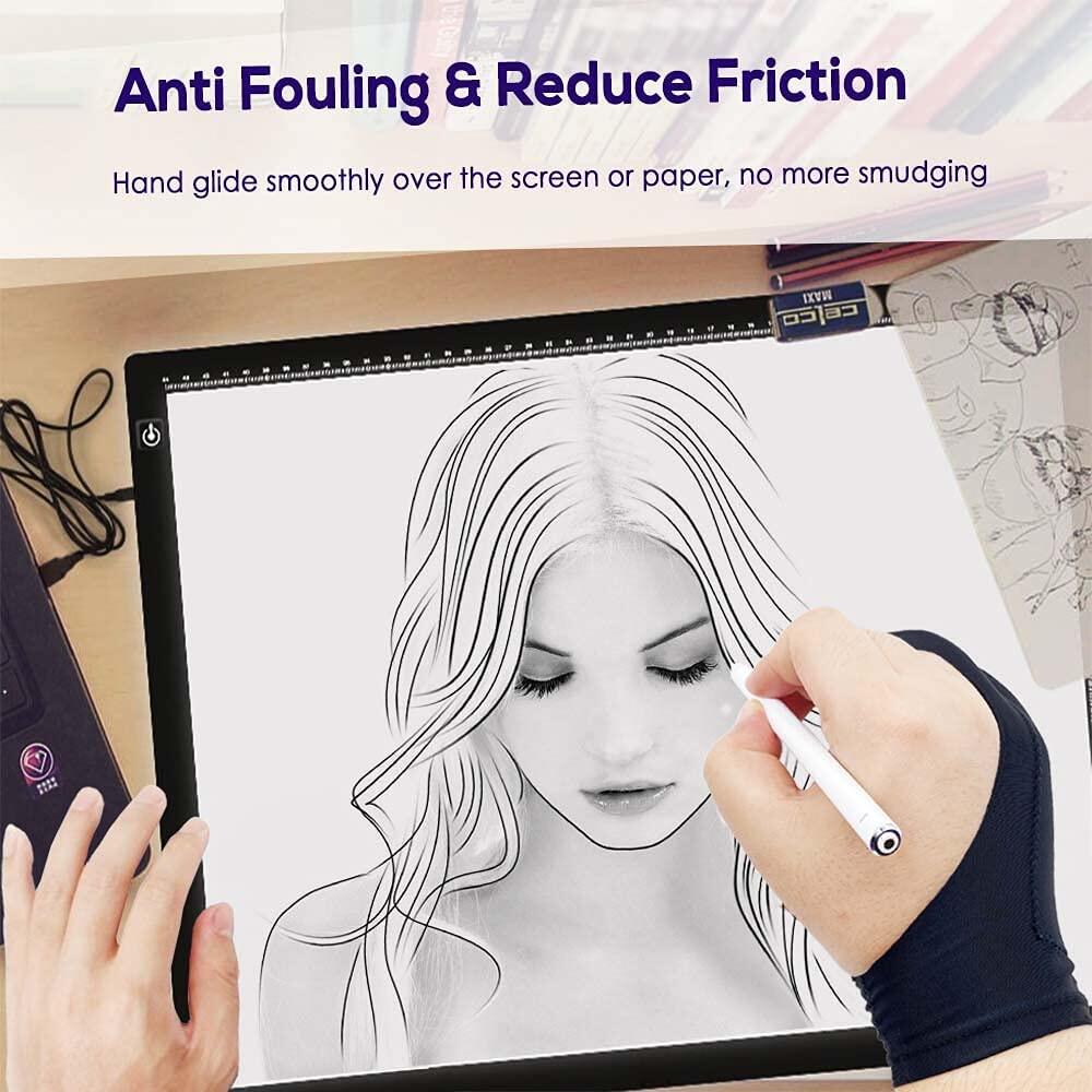 Artist Drawing Gloves (2 Pack) - Anti-Smudge Palm Rejection For IPad, Tablet & Paper Sketching