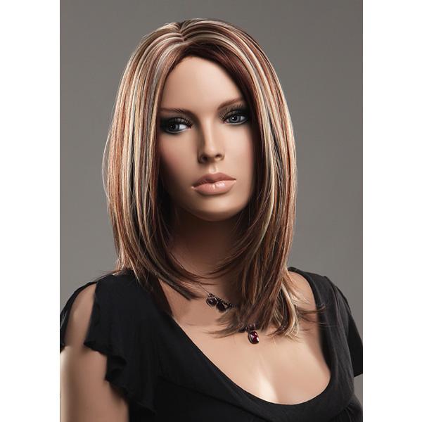 Parted Middle Highlights Color Long Straight Hair Wigs Buy Online