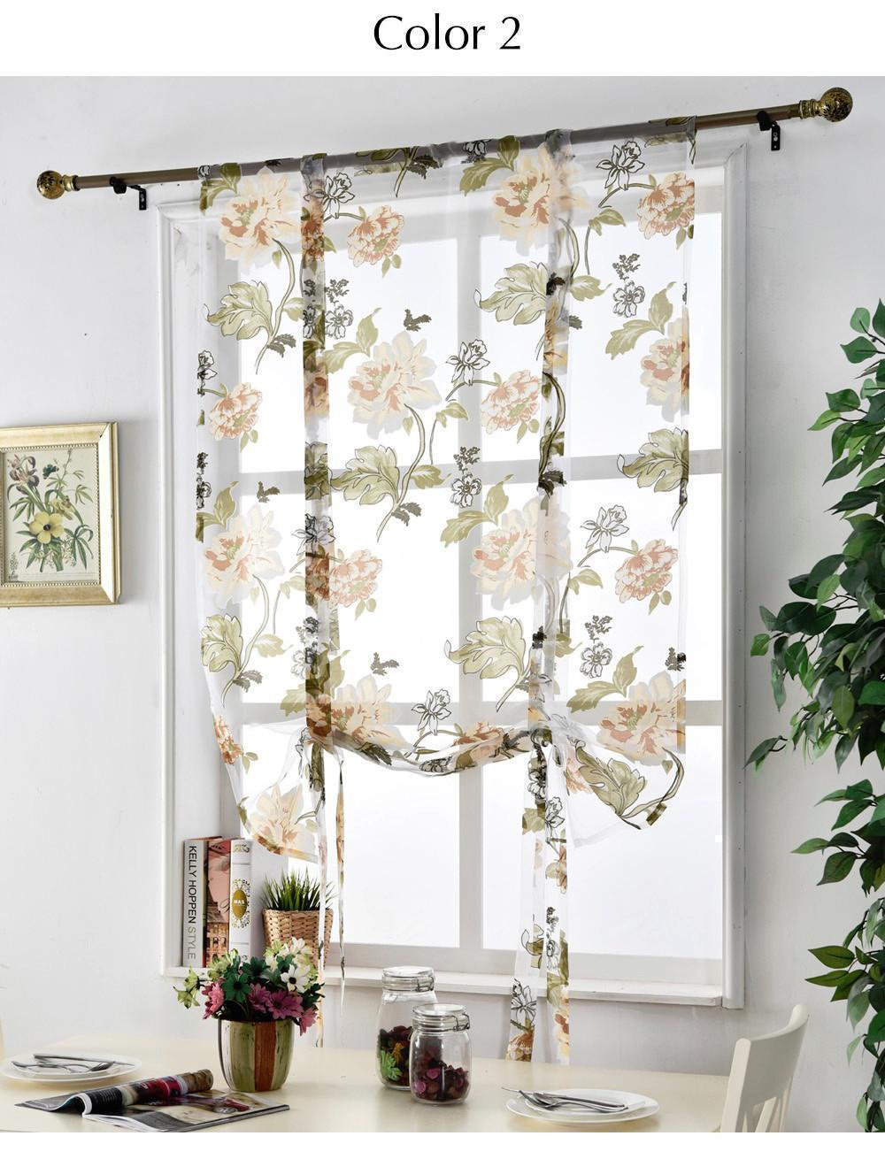 Mango Pair 140 140cm Living Room Bedroom Curtain Floral Tulle Door