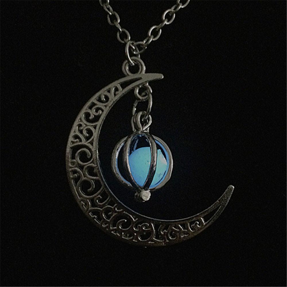 Glow In The Dark Luminous Necklace Moon Pumpkin Pendant Silver Plated - Glowing Necklace Pendant Glow In The Dark Luminous Necklace Moon Pumpkin Pendant Silver Plated - Glowing Necklace Pendant