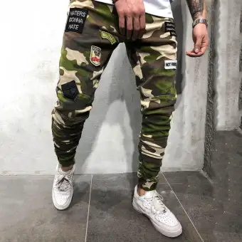slim straight camo pants