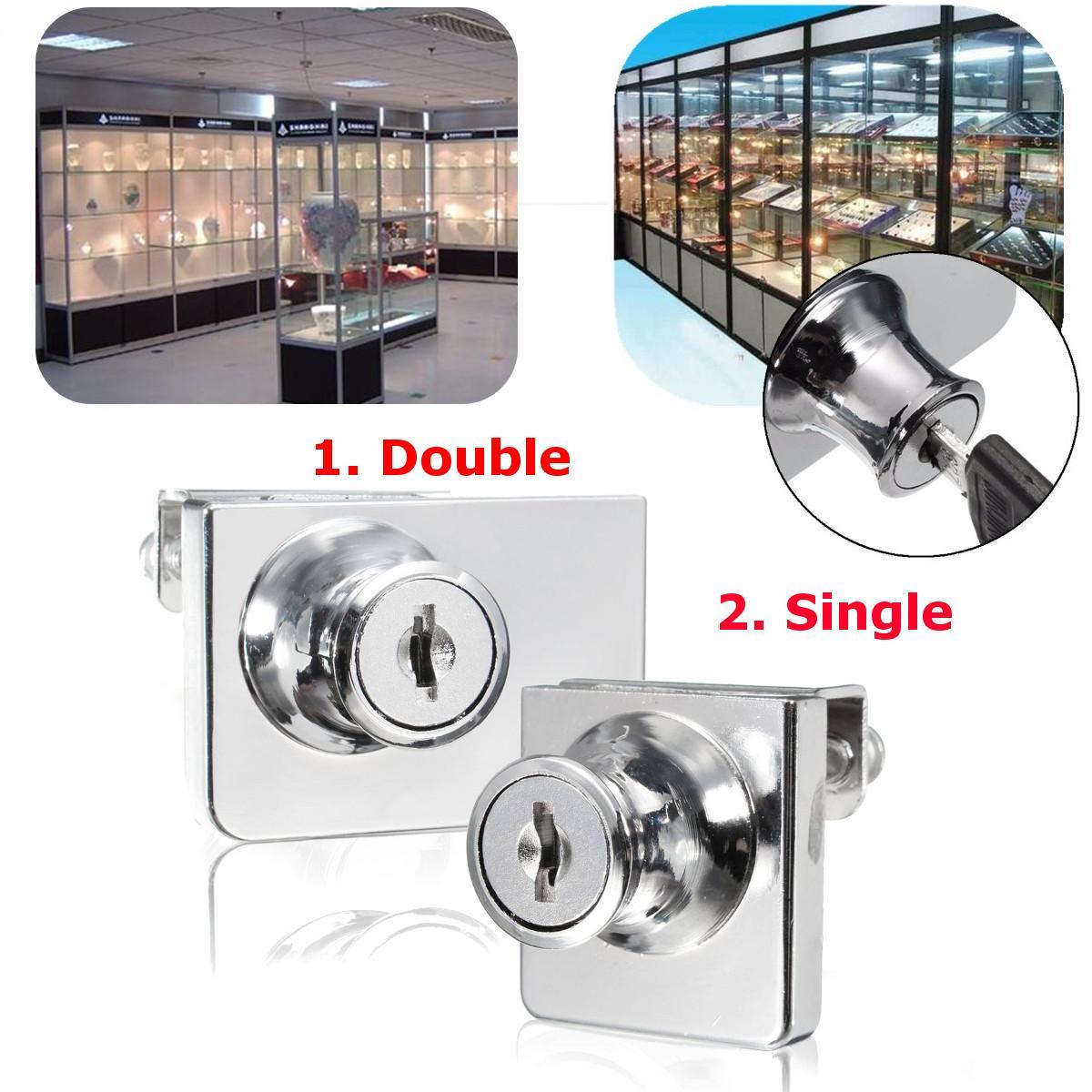 Single Double Glass Cabinet Door Lock Cam Key Showcase Display