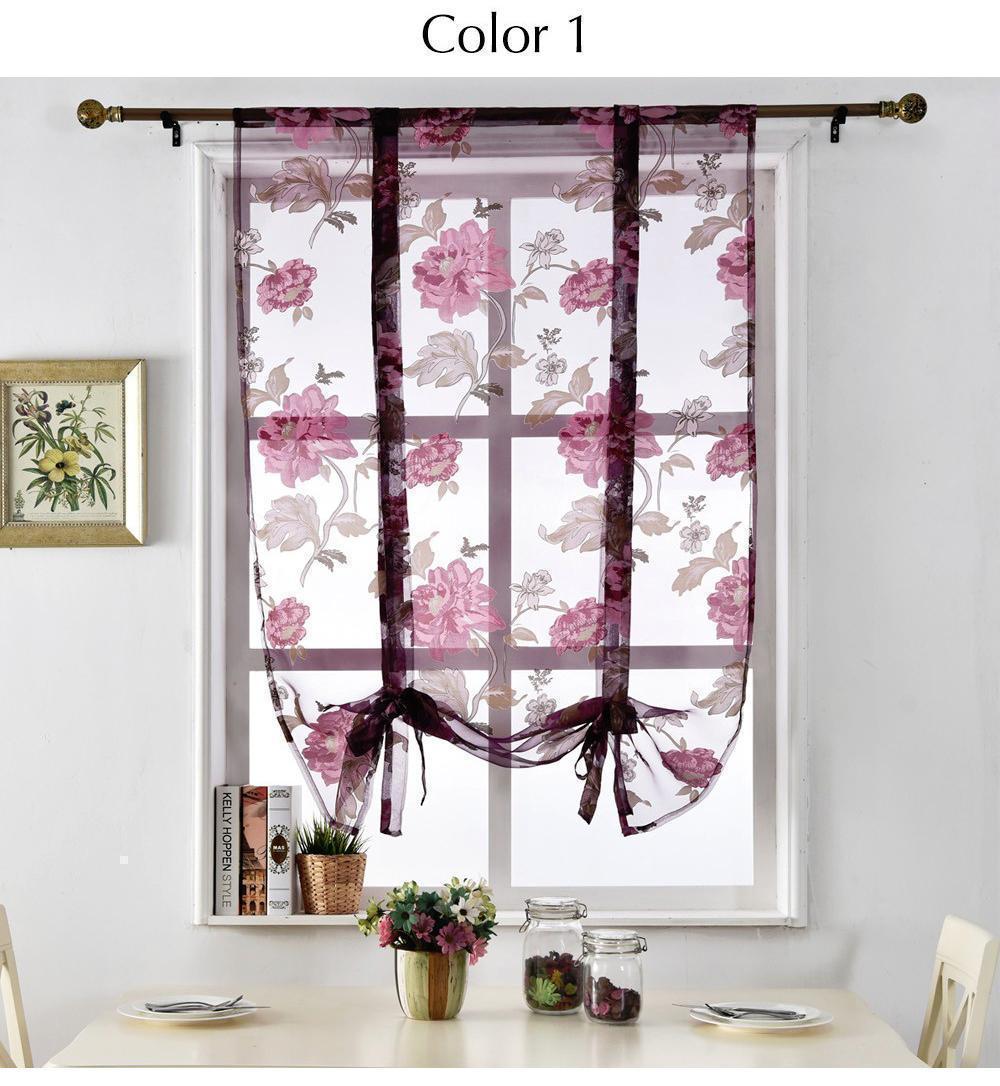 Mango Pair 140 140cm Living Room Bedroom Curtain Floral Tulle Door
