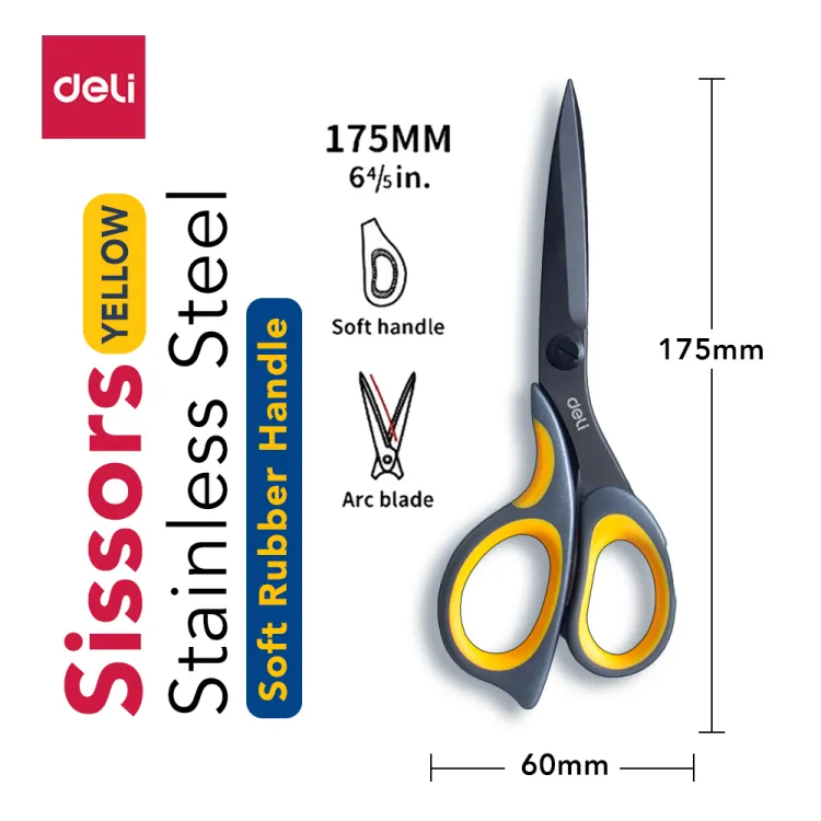 Deli Black Blade Scissors All Purpose Non Stick Stainless Steel Craft –  AOOKMIYA