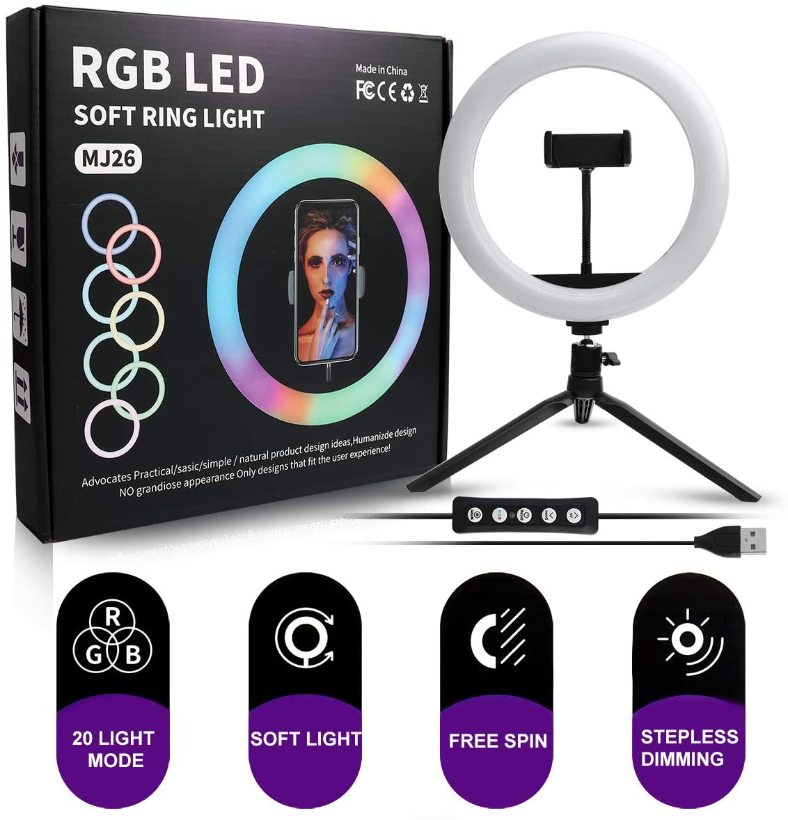 MJ-26 RGB LED Soft Ring Light (10 Inch Tik Tok Stand): Buy Online at Best  Prices in Myanmar | Shop.com.mm