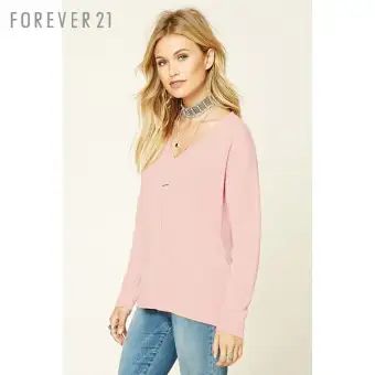 Forever21 autumn and winter women\u0027s shirt sweater sleek minimalist ribbed V,neck long,sleeved sweater sweater