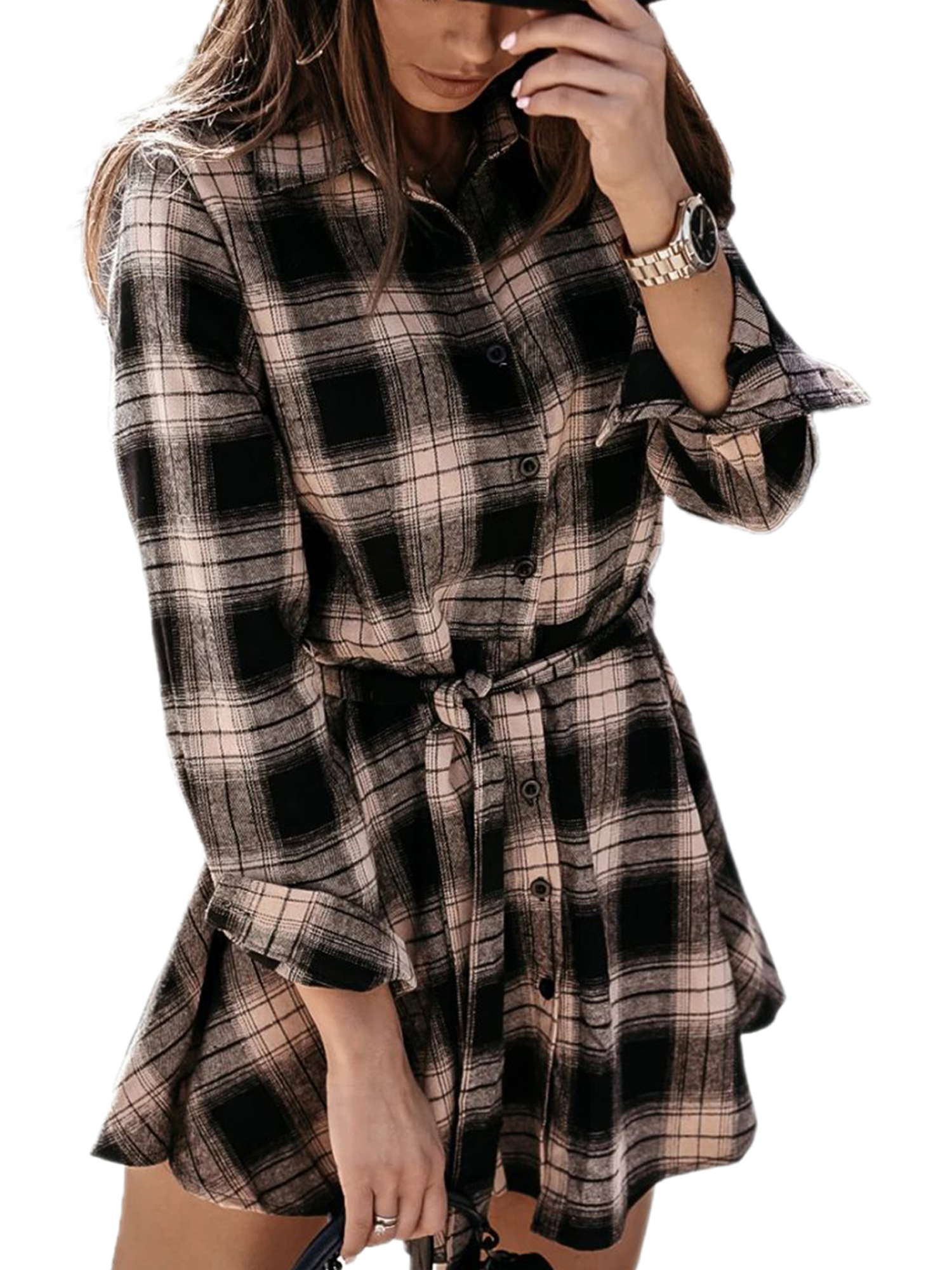 button up shirt dress with belt