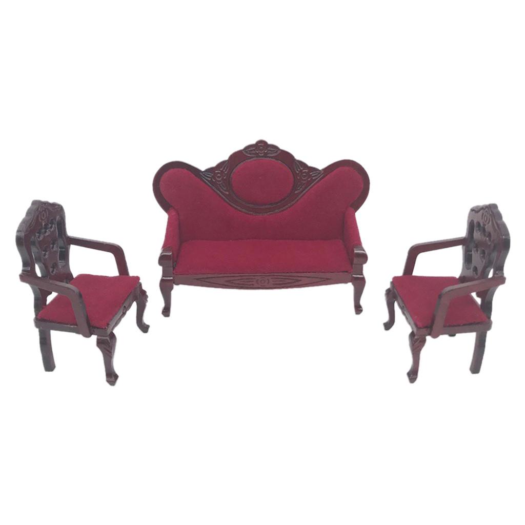 Mini Dollhouse Furniture Sofa Set Miniature Living Room Kids Pretend Play Toy