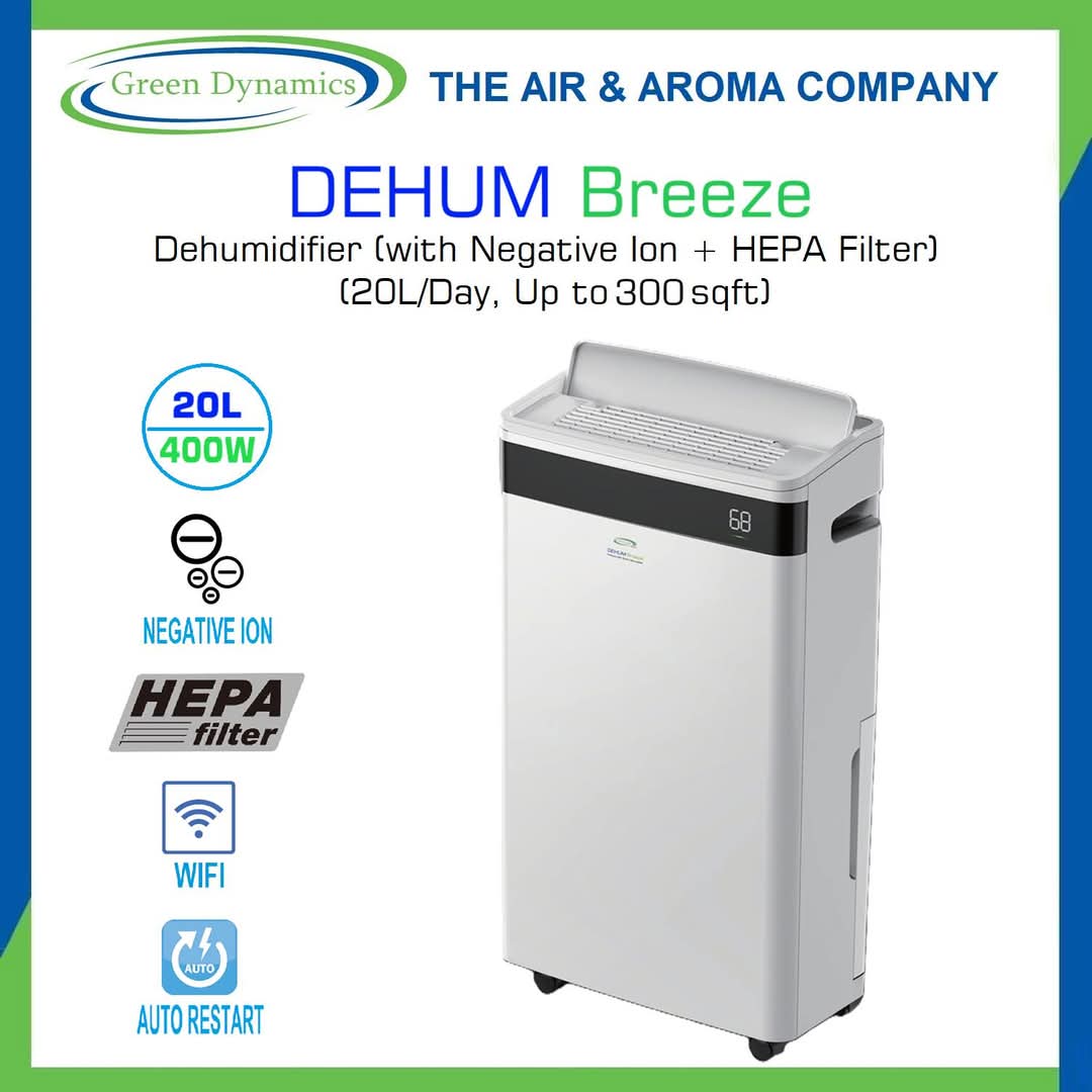 DEHUM Breeze | Dehumidifier with (HEPA + ION) Air Purification, 20L/Day ...