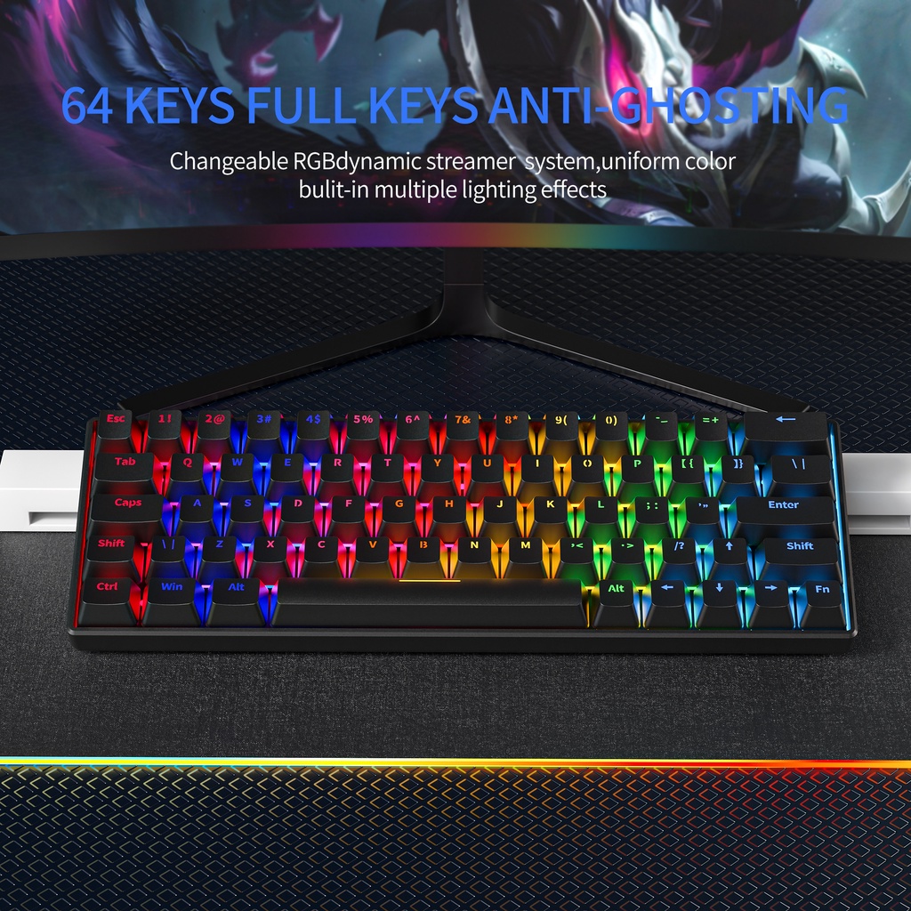 リフ60 Zifriend KA646 60% Keyboard 63 Keys Hot Swappable, Red Switch