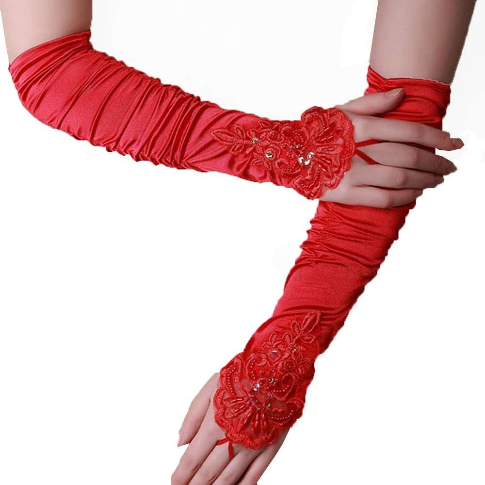 red bridal gloves