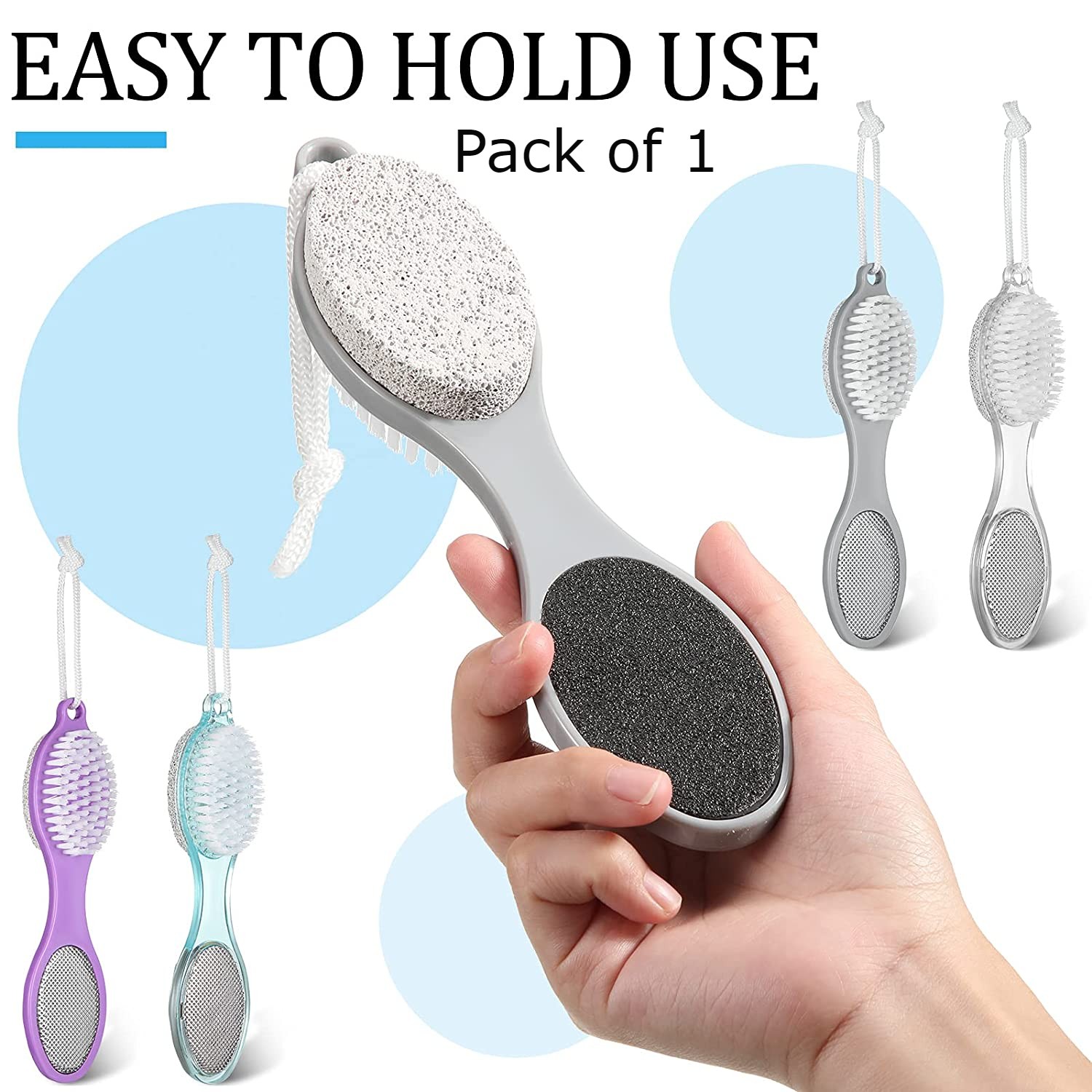 4-in-1 Pedicure Paddle Foot File Set – Hard Skin Remover, Pumice Stone, Scraper Loop