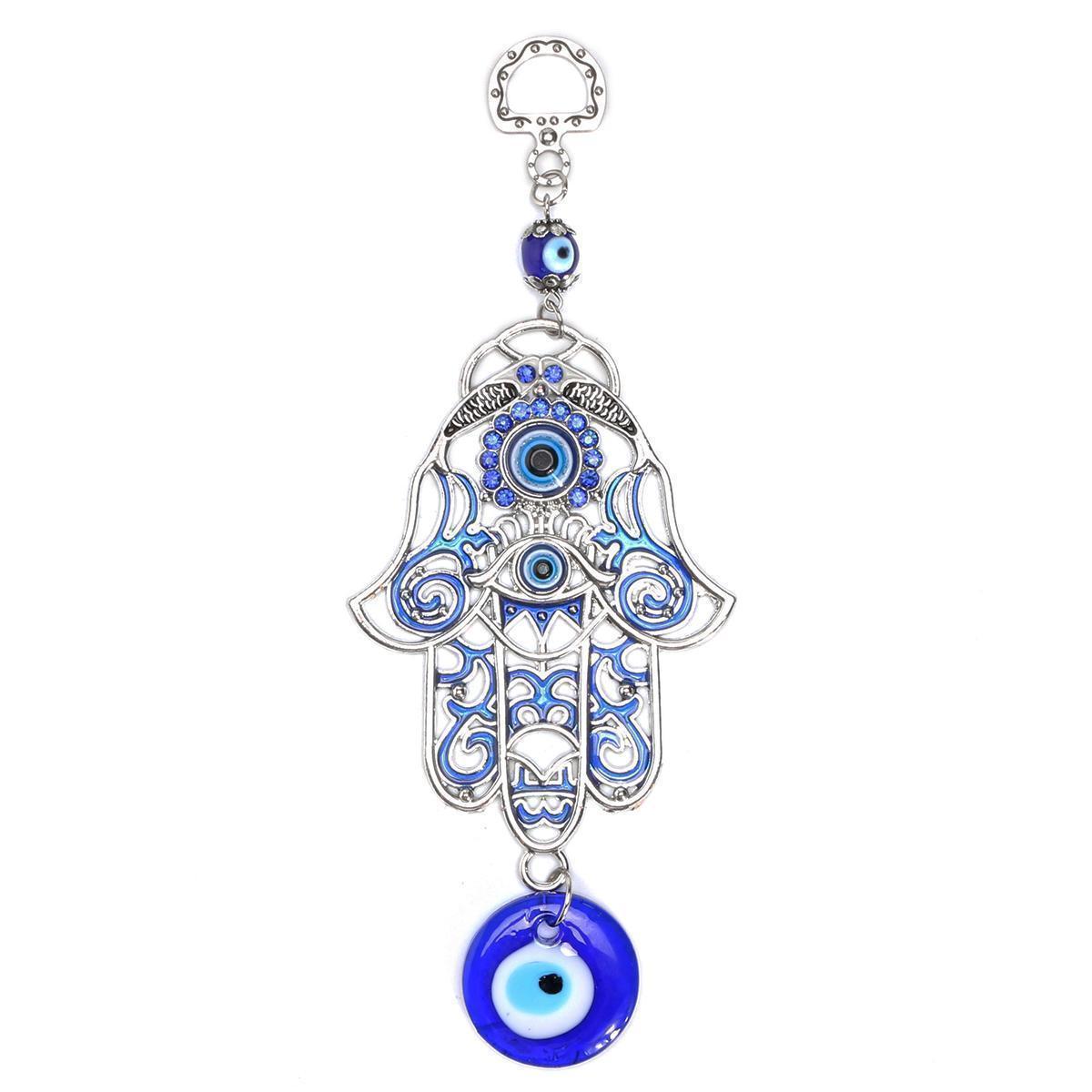 Turkish Blue Glass Evil Eye Hamsa Hand Amulet Wall Hanging Home Lucky Protection