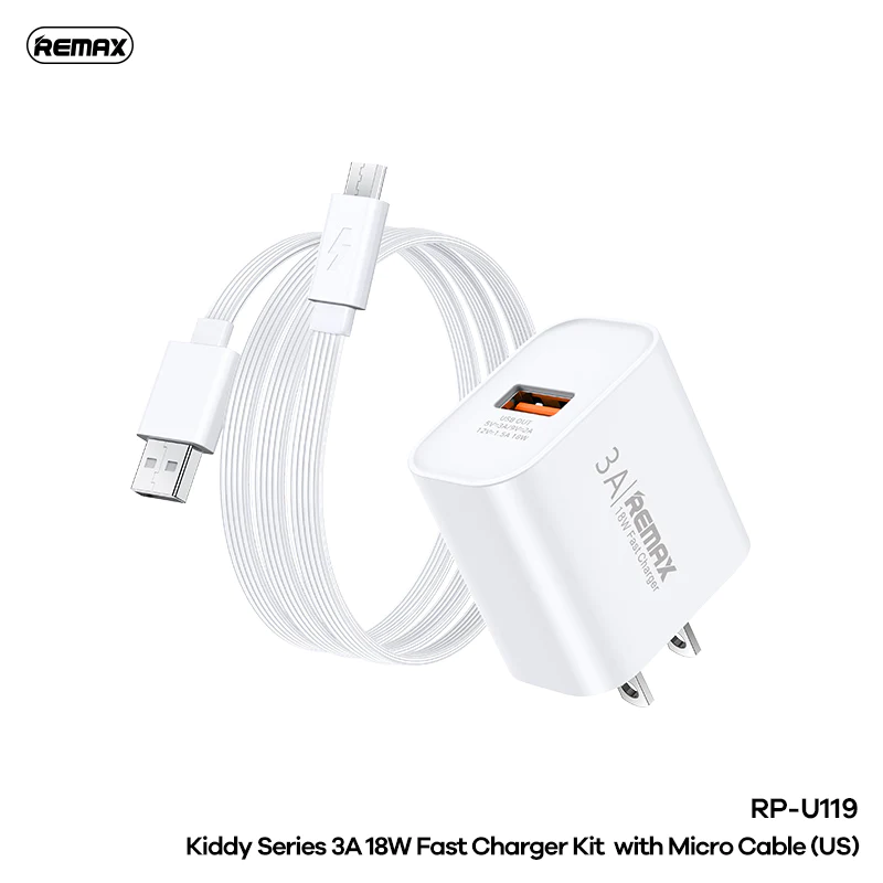 Remax ~ RP-U119 18W Kiddy Fast Charger Set ( Micro ) | Shop.com.mm