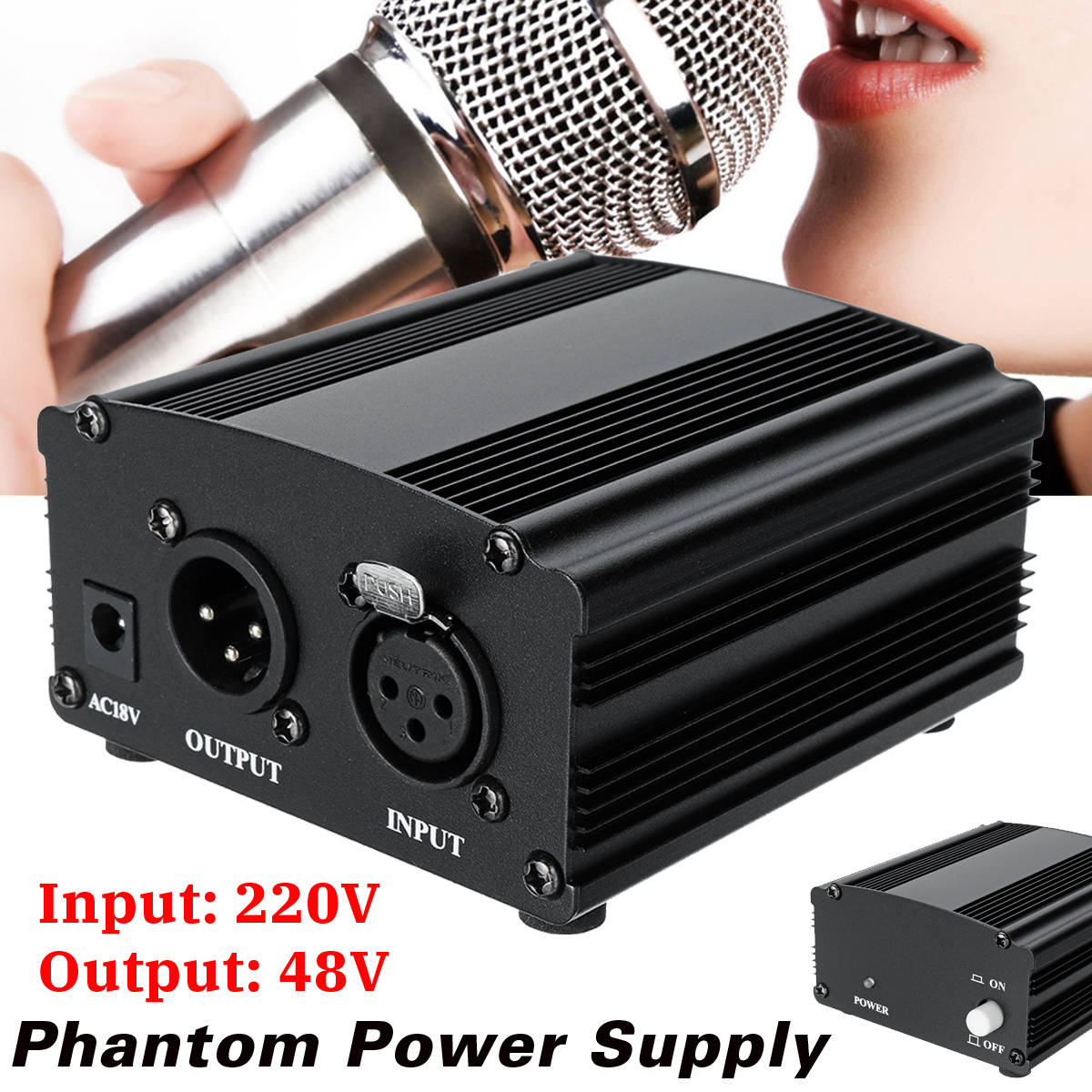 887a8f3719c0f617fef0b4718395ec09 DC 48V Phantom Power Supply 220V Adapter For Any Condenser Microphone