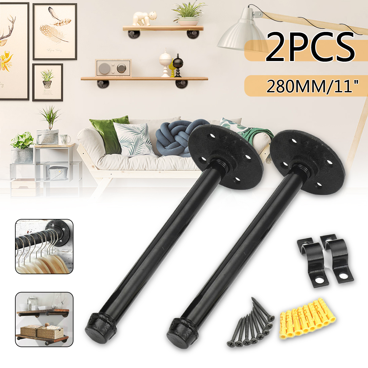 2pcs Industrial Black Iron Pipe Shelf Brackets 9 11 Steampunk Decor Floating Shelves Hardware Retro Wall Mounted Shelving Brackets With Screws Buy Online At Best Prices In Myanmar Shop Com Mm