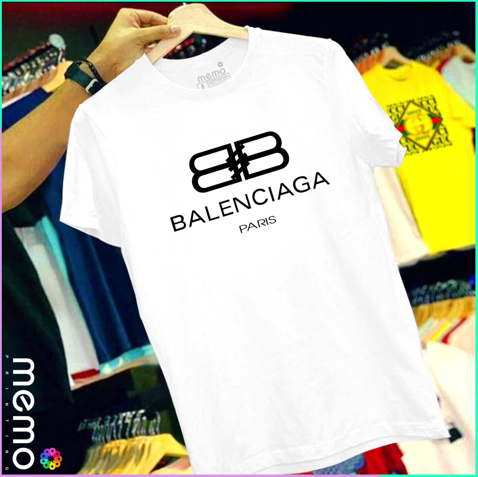 Balenciaga logo unisex Printing T-shirt | Shop.com.mm