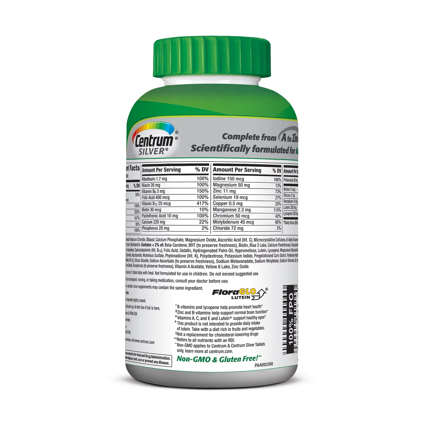 Complément Alimentaire Centrum Argent Adultes 50+ - 325 Comprimés, Multivitamines