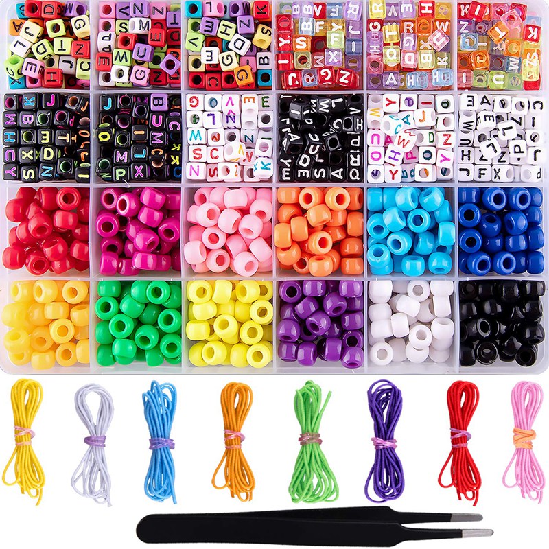 1000 Pieces Bracelet Making Beads Abc Beads Pony Beads Letter Alphabet Beads With 8 Rolls Colorful Elastic Bracelet String For Jewelry Making Diy Crafts Buy Online At Best Prices In Myanmar