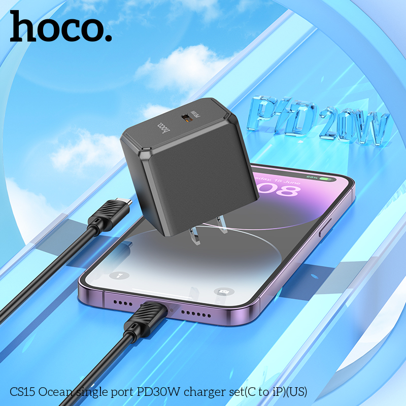 Hoco CS15 Ocean single port PD30W Type-C to iphone charger set