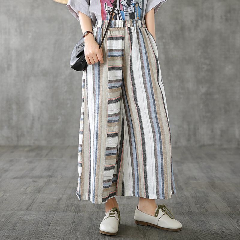 ladies striped wide leg trousers