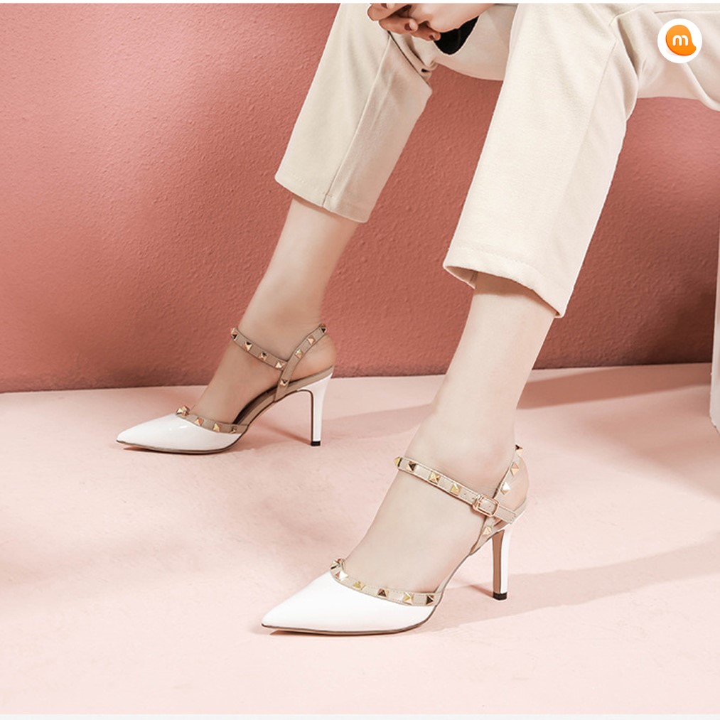 Rockstud Ankle Strap Stiletto Heels 