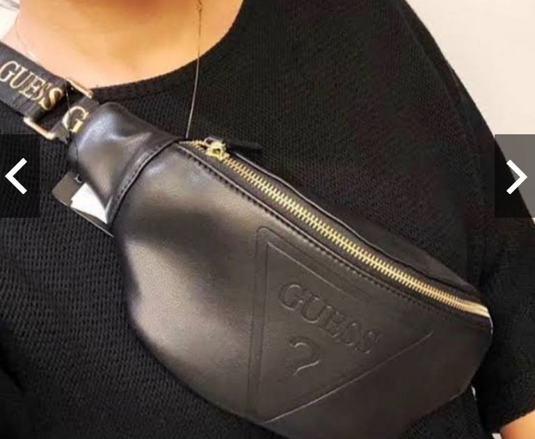 Guess waist bag, leather work, beautiful gold hardware on the