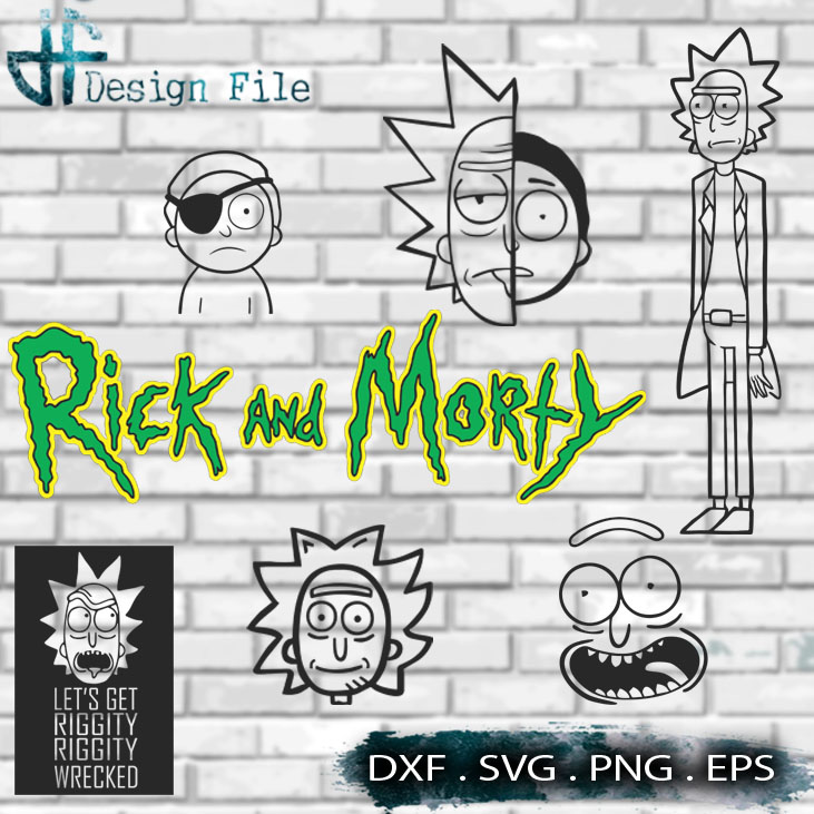 [ SVG, DXF, EPS, PNG ] 7 Vectors of Rick & Morty Detail Drawing File ...