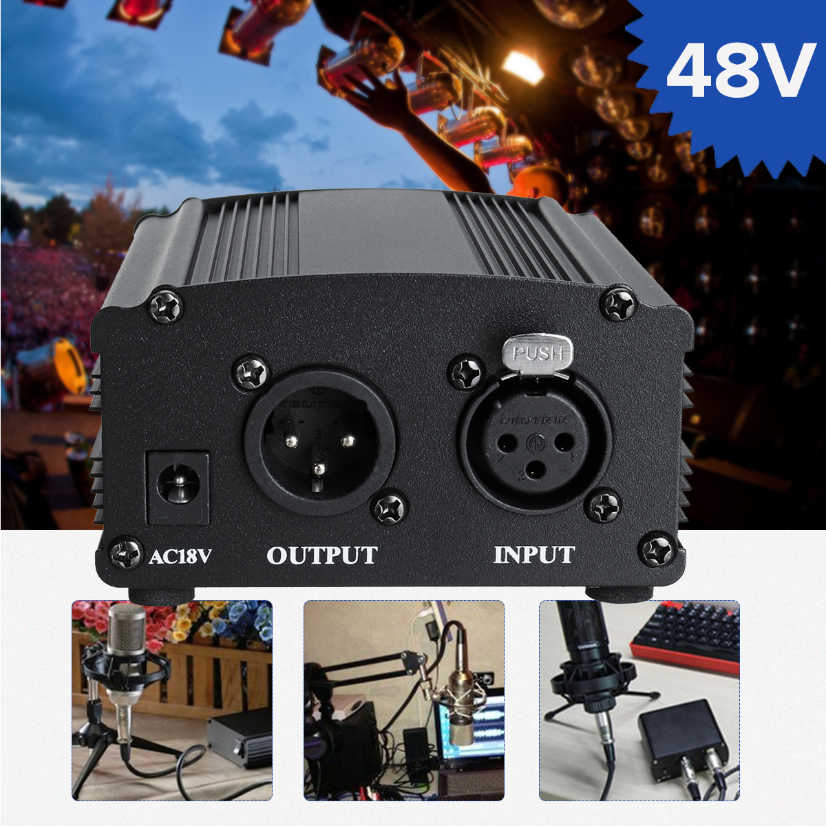 ba8408d17d3f65711b530cdd120a63dc DC 48V Phantom Power Supply 220V Adapter For Any Condenser Microphone