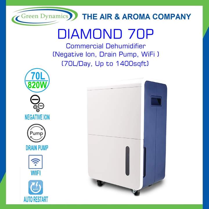 Diamond 70P | Commercial Dehumidifier with Pump 70L/Day, 820W , Up to ...