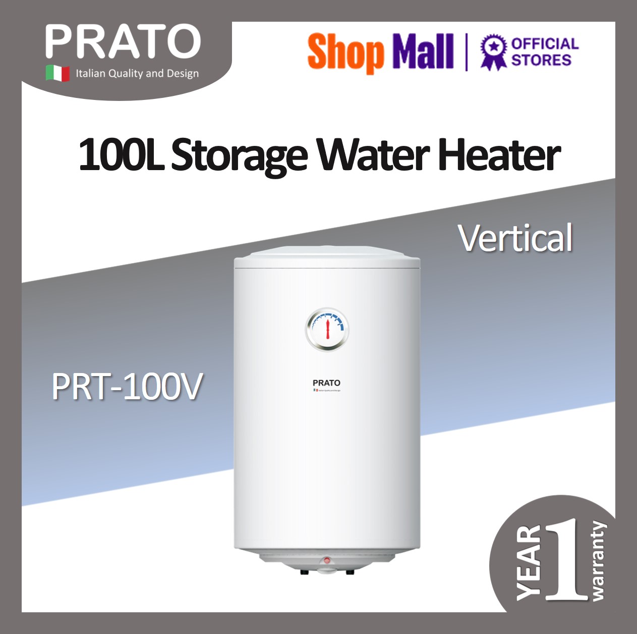 Prato 100L Vertical Storage Water Heater PRT-100V