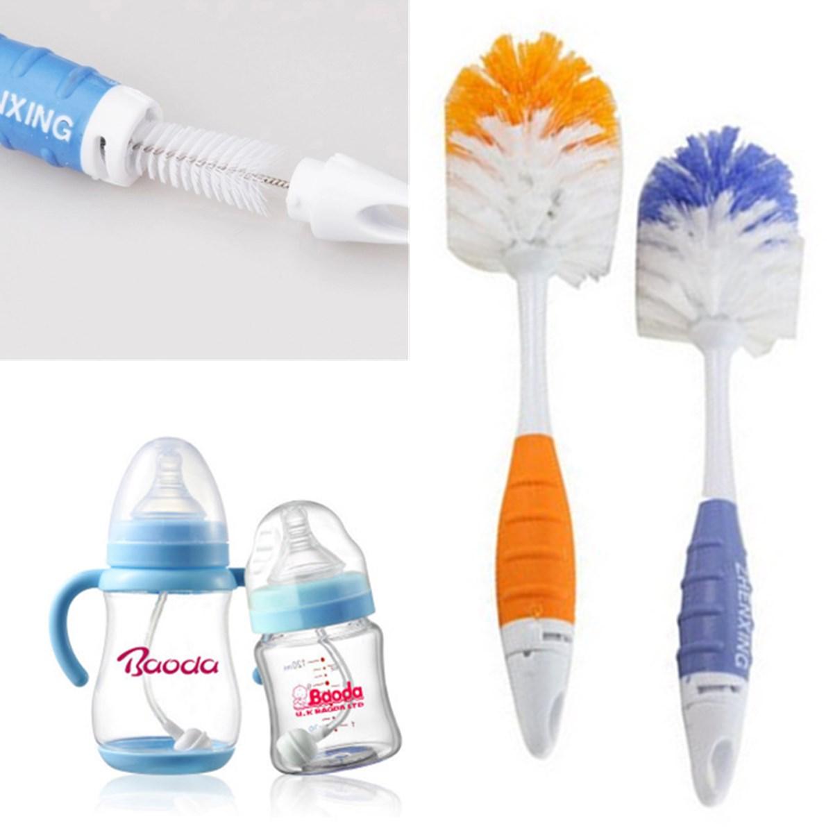 2 in 1 Baby Milk Feed Bottle Nipple Glass Cup Nozzle Spout Tube Cleaning Brush p