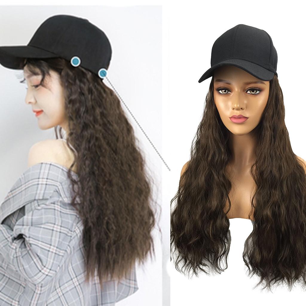 Hair Extension Casual Hat With Women Wig Long Curly Cap Long Hair
