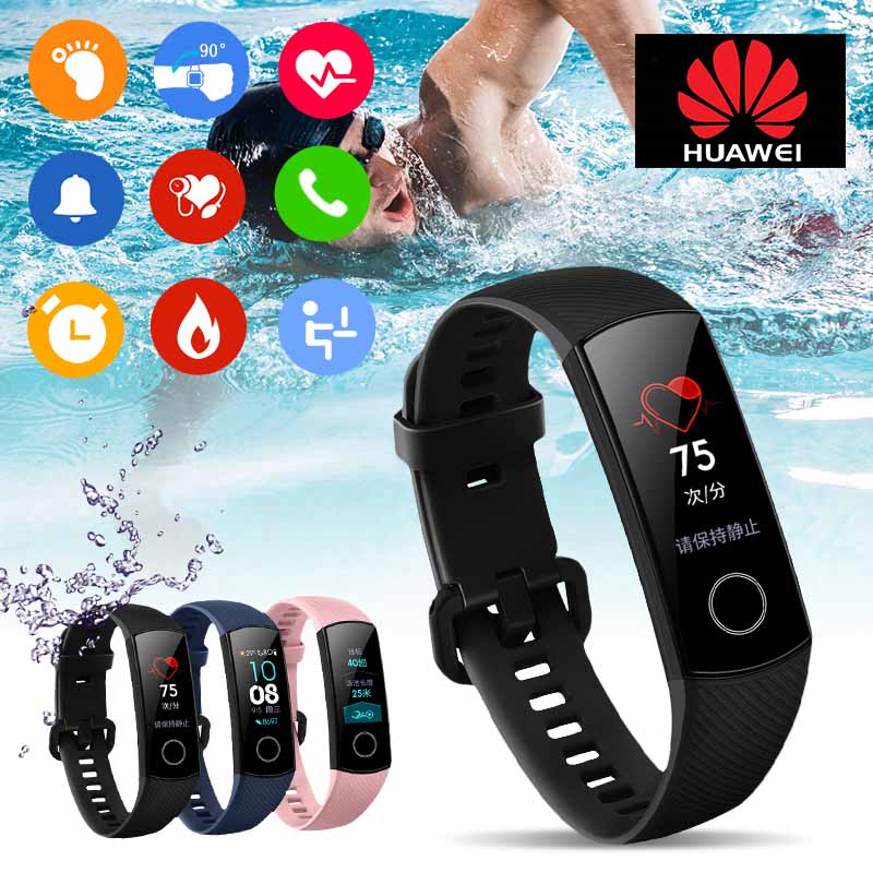 huawei honor band 4 0.95 amoled 2.5 d swim posture detect heart rate sleep snap monitor smart watch bracelet