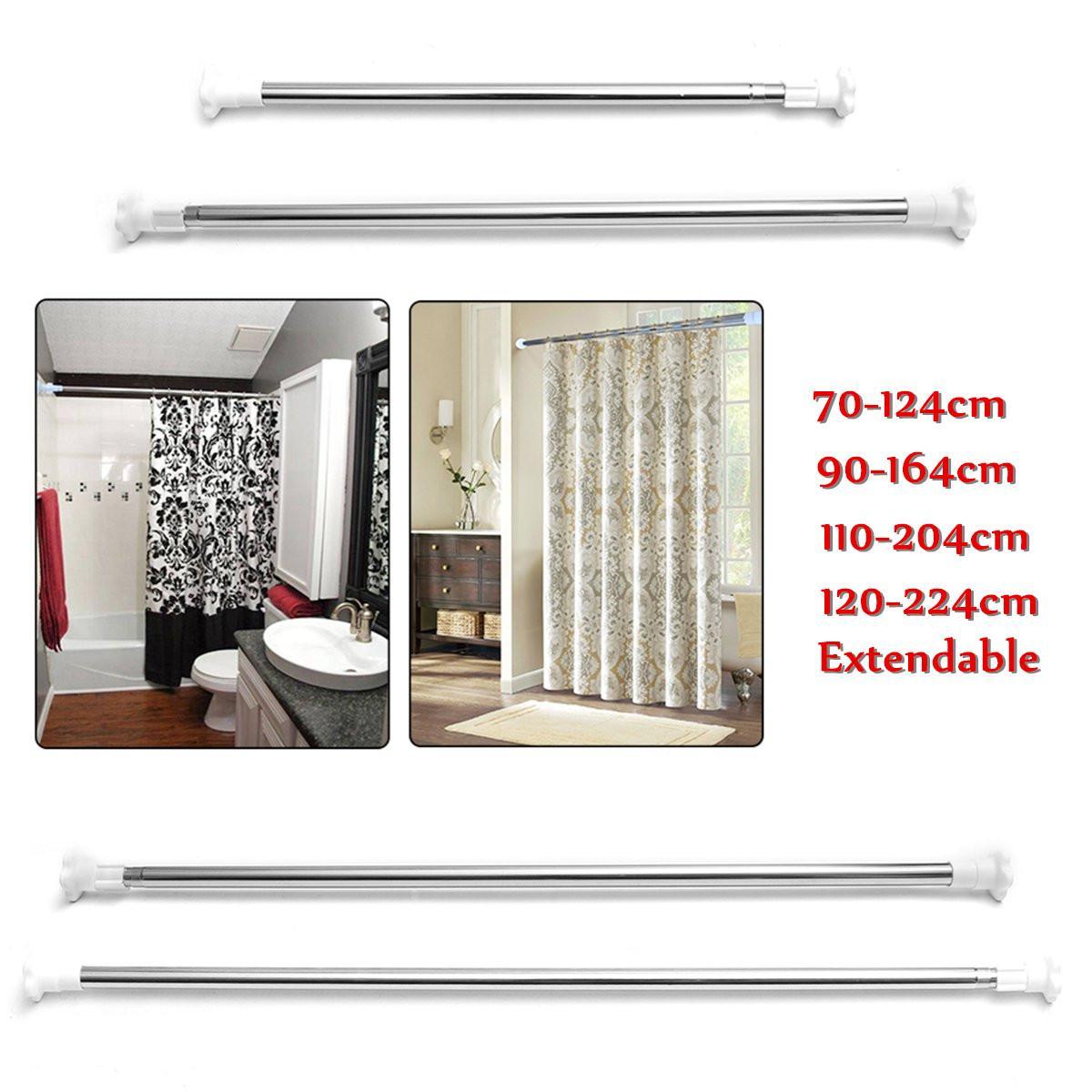 Steel Telescopic Extendable Wardrobe Windows Bath Shower Curtain