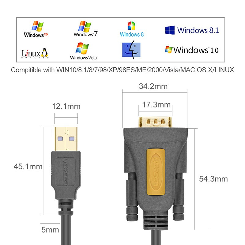 Pda Computer Serial Connection (Preorder) UGREEN Cable USB Adapter Connect RS 232 COM Serial PDA 9 DBI ...