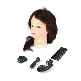 26 Inch Dark Brown Long Hair Dolls Heads Training Mannequin Makeup