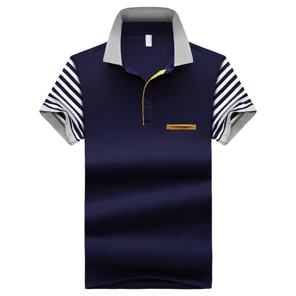 Mens Summer Fashion Lapel Cotton Short Sleeves Comfortable Blouse Top